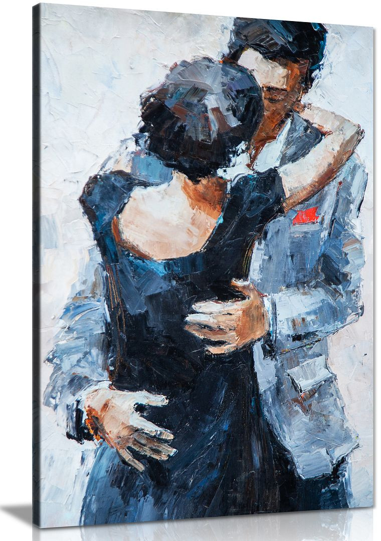 Romantic Embrace Couple Kissing Wall Painting Canvas Panther Print